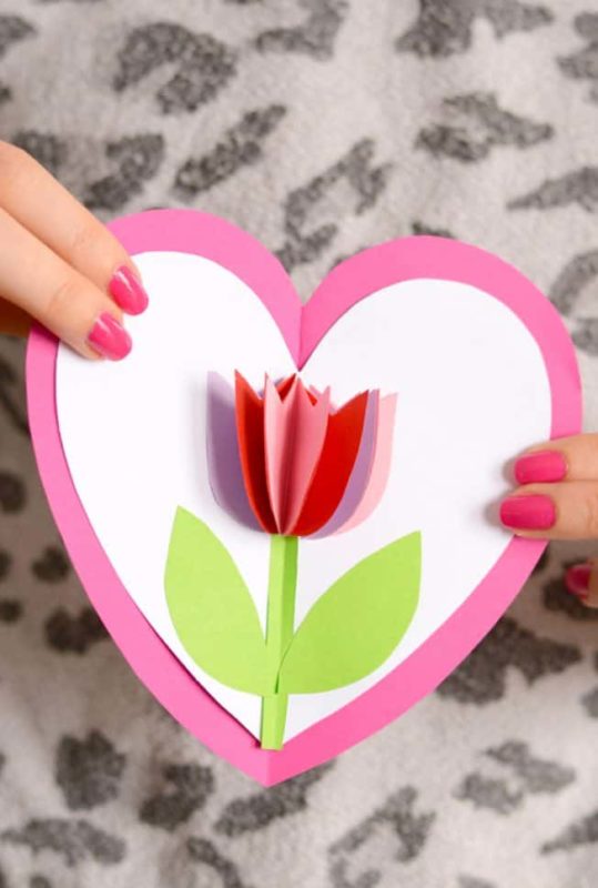 mothers day gifts on a budget - Tulip in A Heart Card