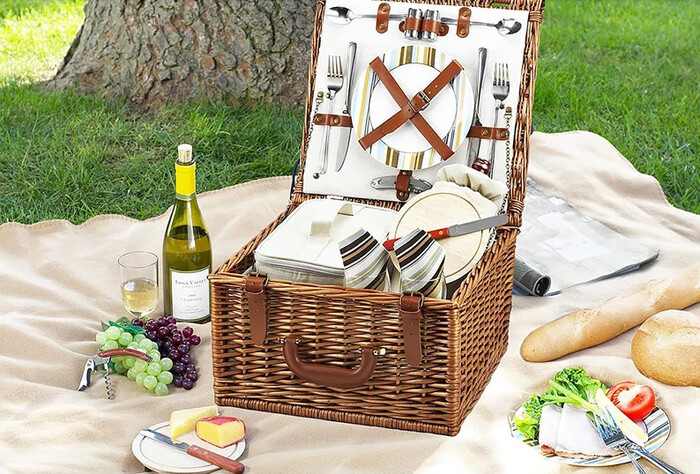 Picnic Basket Set - Gifts For Mother Of The Bride On Wedding Day. 