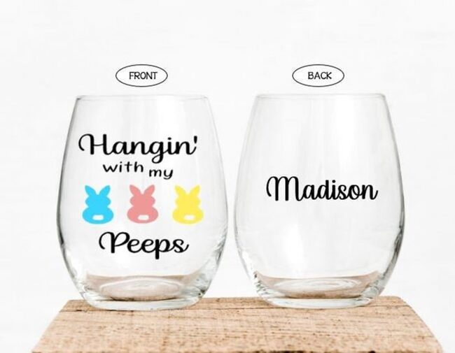 Easter Gifts For Adults - Peeps-Themed Wine Glass