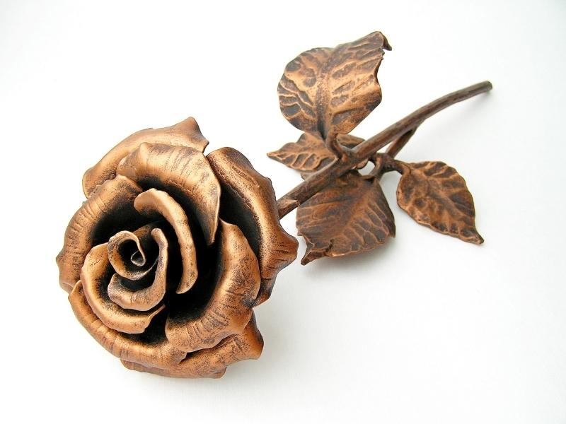Bronze Forged Rose for the 19th wedding anniversary gift