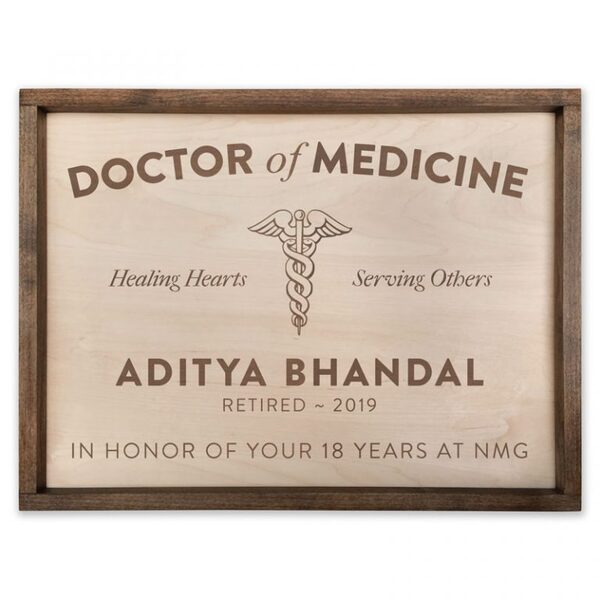 Appropriate gift for retiring doctor - Personalized Handcrafted Wooden Plaque Retirement Gift