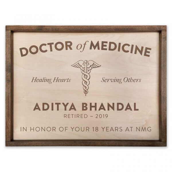 Appropriate Gift For Retiring Doctor - Personalized Handcrafted Wooden Plaque Retirement Gift