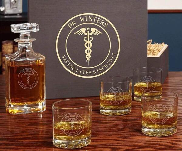 Appropriate gift for retiring doctor - Personalized Decanter Set