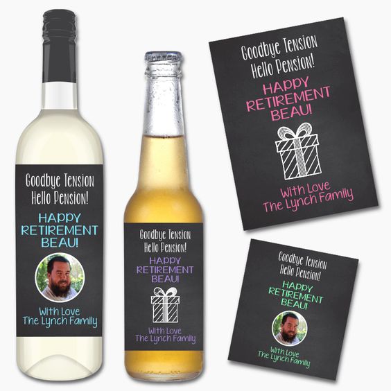 Retirement gifts for teachers ideas - “Goodbye Tension Hello Pension” Wine Label
