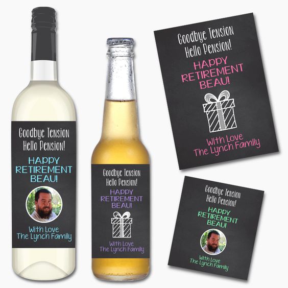 Gift For Retired Teacher Female - “Goodbye Tension Hello Pension” Wine Label