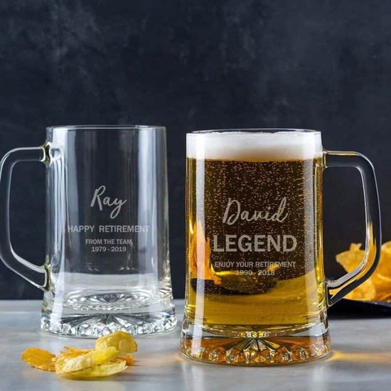 Retirement gifts for teacher - Personalized Retirement Beer Glass