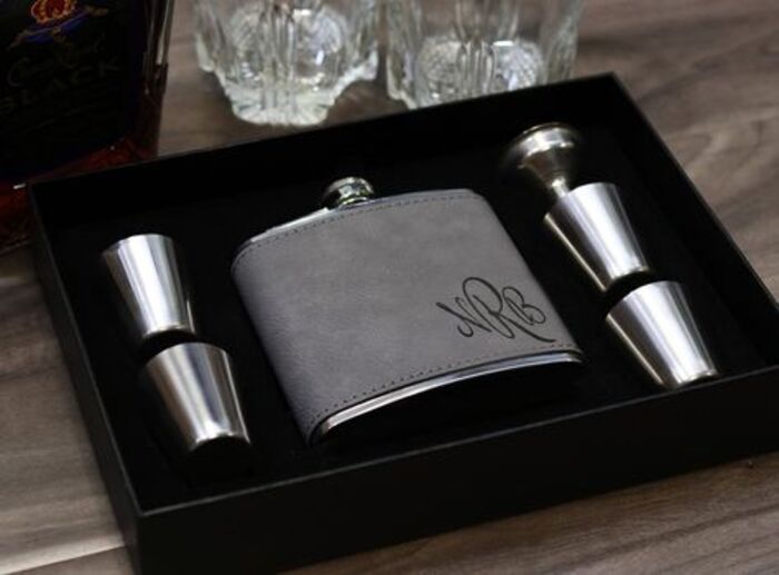 Flask set: cool boyfriend engraved gift