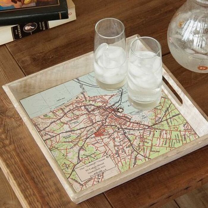 Map serving tray: thoughtful boyfriend personalized gift