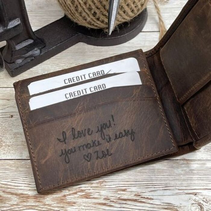 Handwriting wallet: cool boyfriend engraved gift