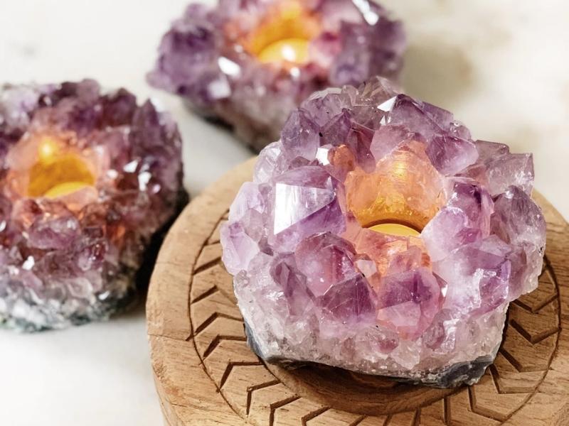 Crystal Geode Amethyst Candle for the 28th anniversary stone