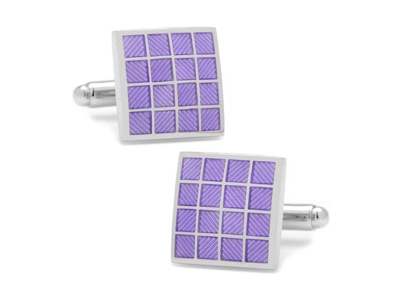 Purple Checkered Square Cufflinks for 28th anniversary gift items