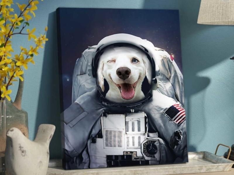 Astronaut Flag Custom Pet Portraits Wall Art Decor Oh Canvas