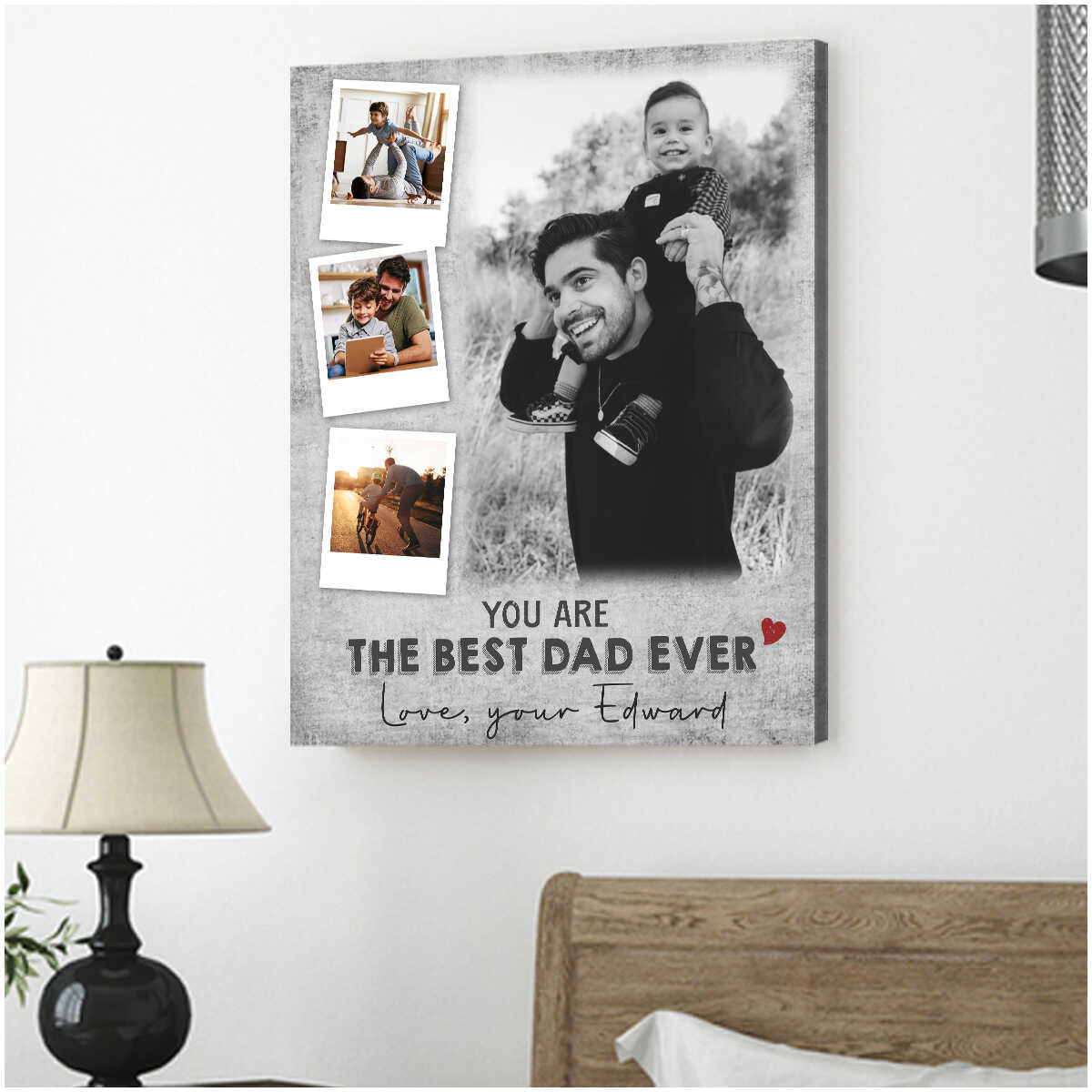 Personalized Papa Bear Canvas Wall Art, Father's Day Gifts, Canvas