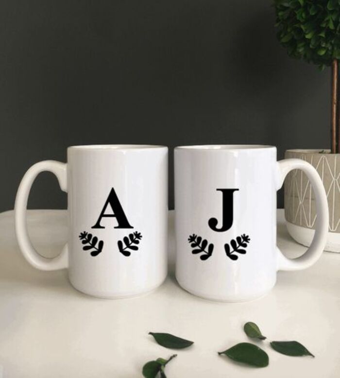Custom initial mugs: cute gifts for boyfriend