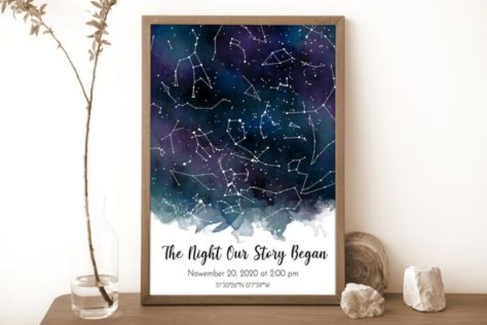 "The night our story begins" Artwork: heartfelt gift for long-distance partner