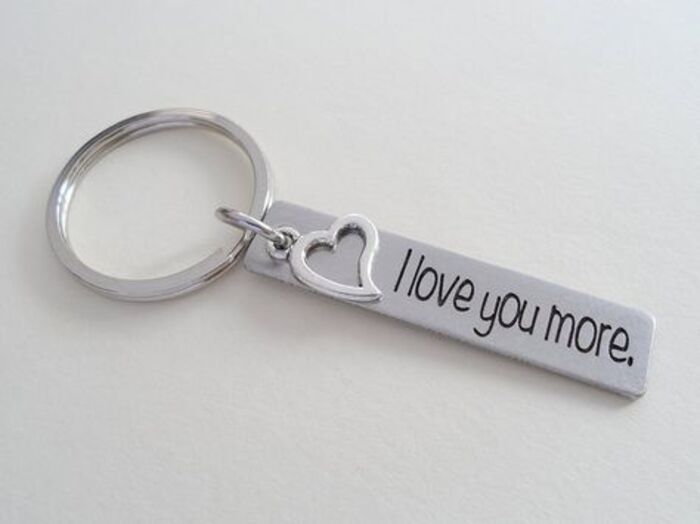 I love you more keychain gift for long-distance Cutie Pie