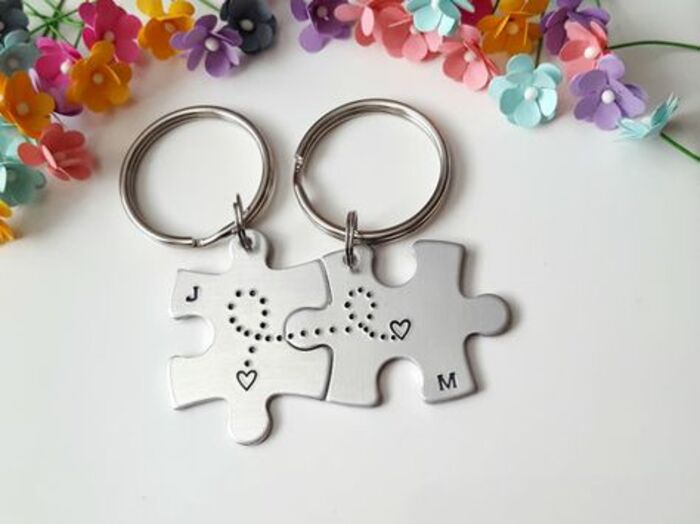 Puzzle piece keychain: thoughtful long distance gifts for him