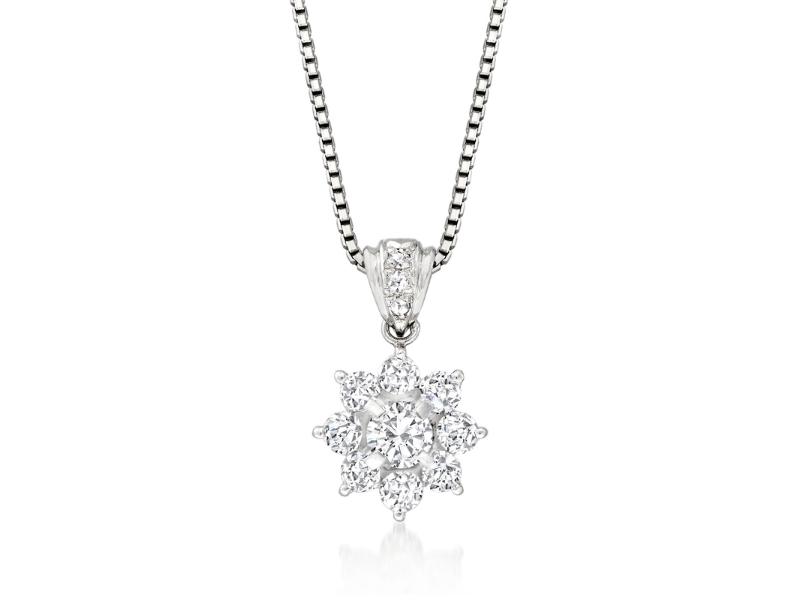 White Diamond Flower Pendant Necklace For The 60Th Anniversary Gift