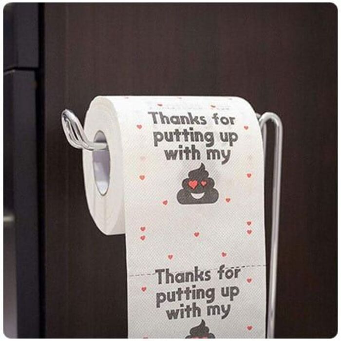 Amusing toilet paper present for boyfriend