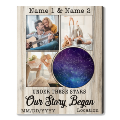 couple star map anniversary under these stars our story began canvas print 01