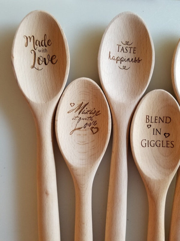Mother's day gifts for girlfriend -Laser Engraved Wooden Mixing Spoon