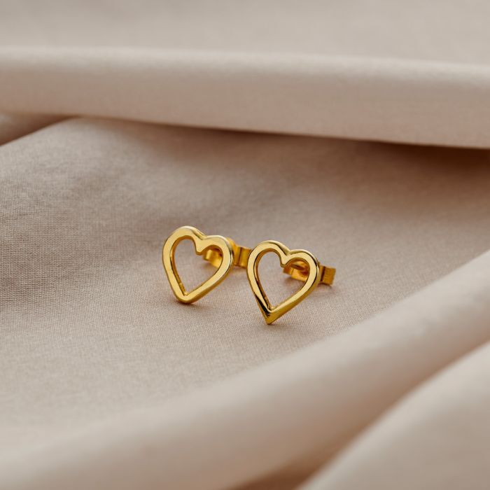 Mother's day gift ideas for girlfriend - Golden Heart Earrings