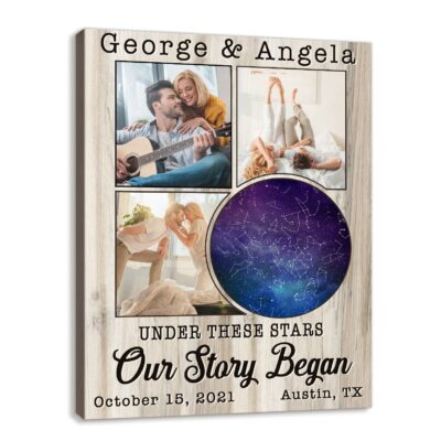 couple star map anniversary under these stars our story began canvas print 02