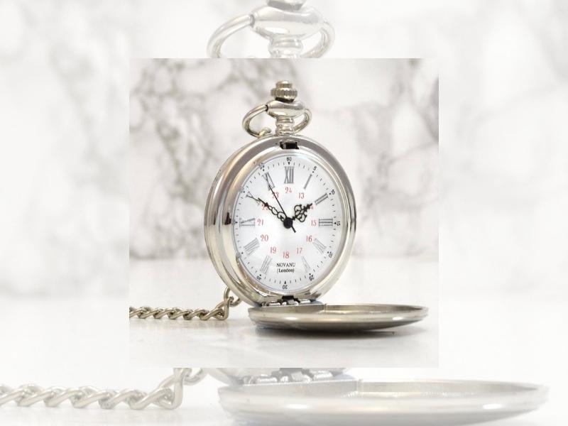 Engraved Silver Pocket Watch for the 31st year anniversary gift