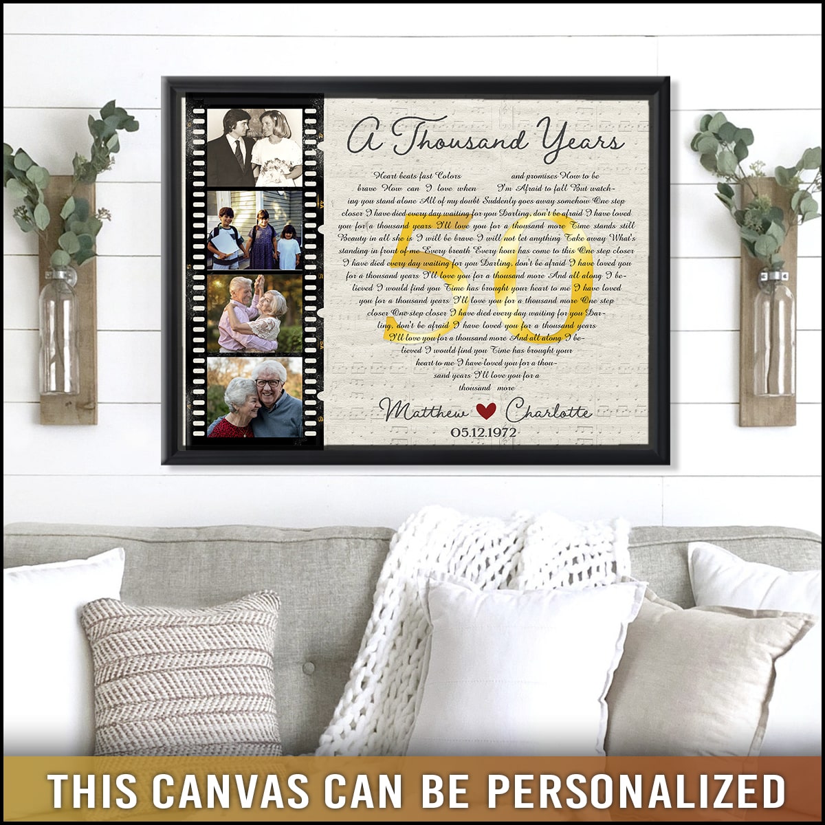 Personalized Gift For 50 Year Anniversary Song Lyrics Gift Canvas Print -  Oh Canvas