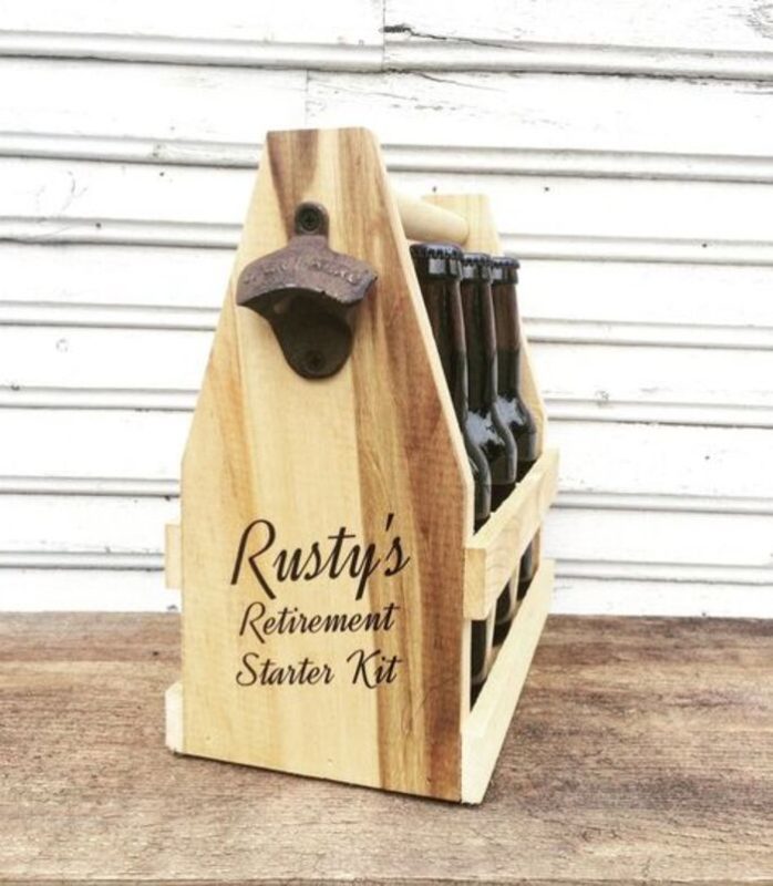 Wooden beer caddy: best retirement gifts for dad