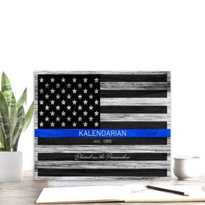 Thin blue line plaque: one-of-a-kind present for a retired cop