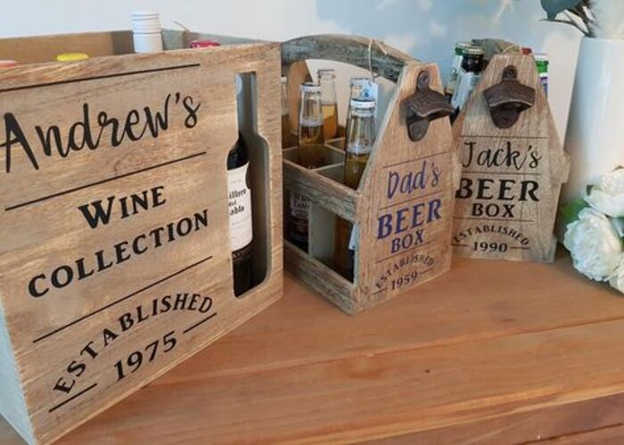 Custom beer caddy: unique present for retired cops