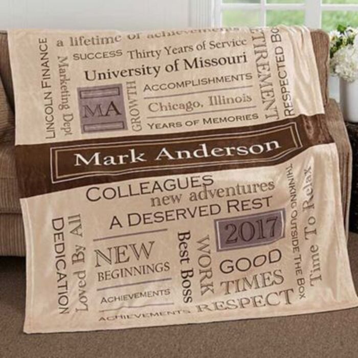 Custom blanket: warm and cozy retirement gifts for cops