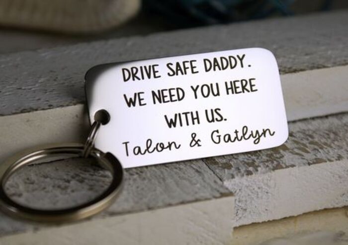Drive safe daddy keychain: thoughtful retirement gift ideas for police officer