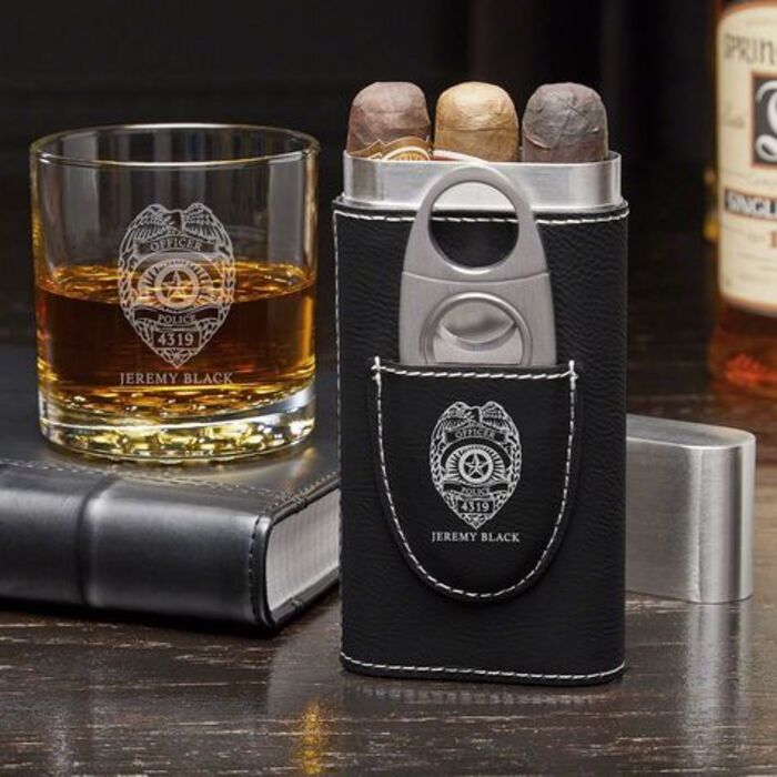 Police officer cigar gift set