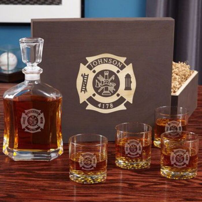 Engraving whiskey decanter: unique fire chief retirement gifts