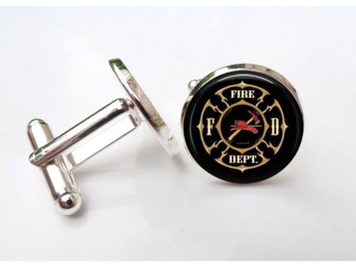 Personalized Cufflinks With Firefighter Shield: Cool Firefighter Retirement Gifts