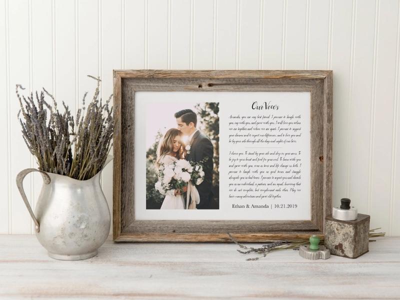 Wedding Vows Photo Frame for creative diy anniversary gifts for him