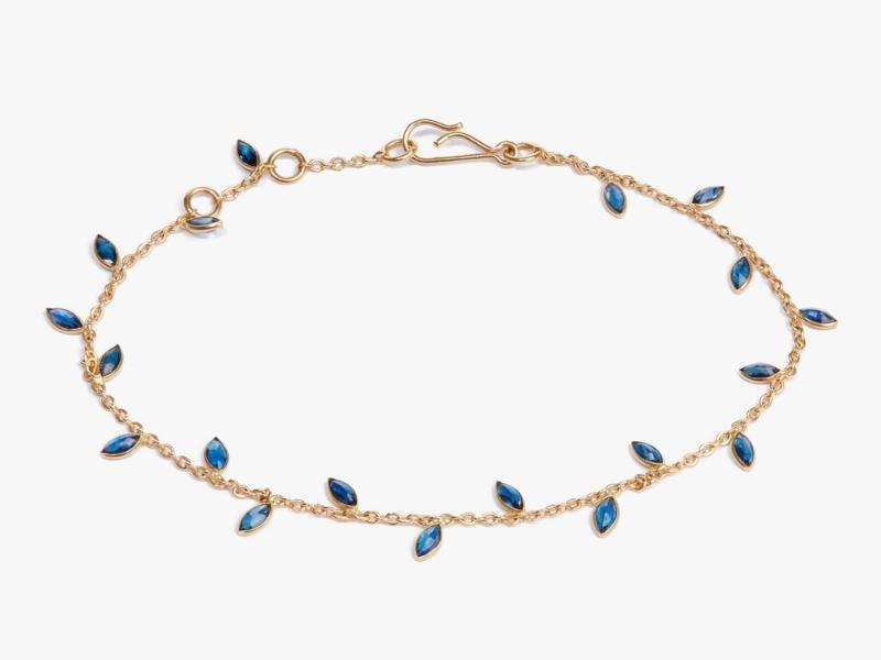 18ct Gold Sapphire Vine Leaf Bracelet