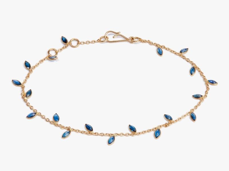 18Ct Gold Sapphire Vine Leaf Bracelet