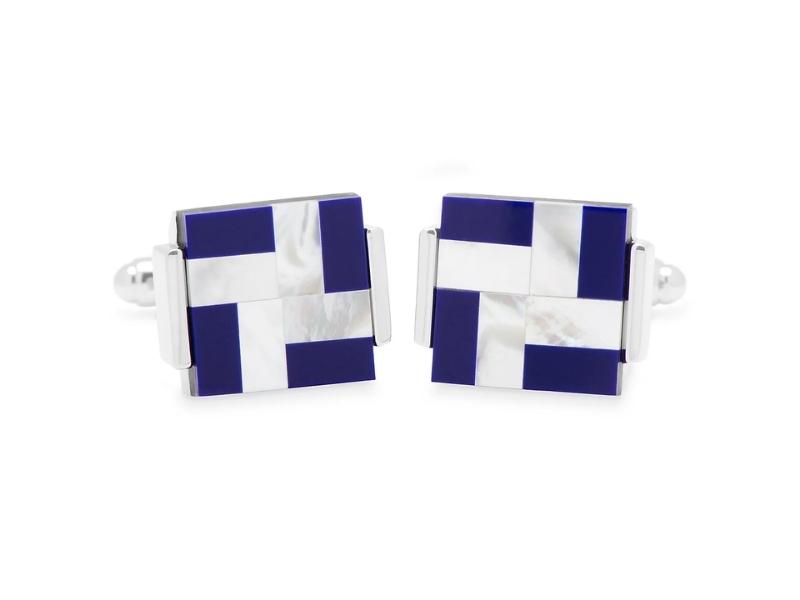 Mother Of Pearl And Lapis Windmill Cufflinks 