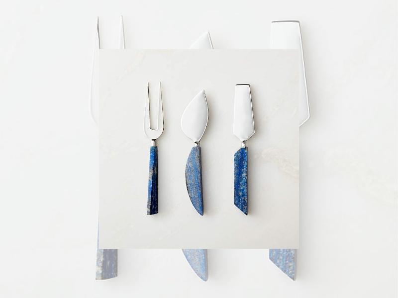 Silver And Lapis Lazuli Plated Cake Set