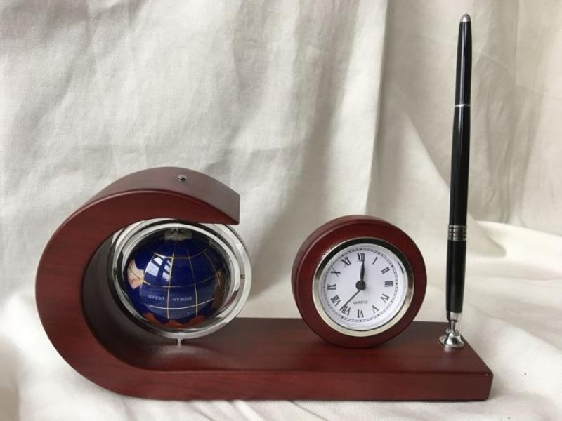 Lapis Lazuli Desk Clock with Letter Holder