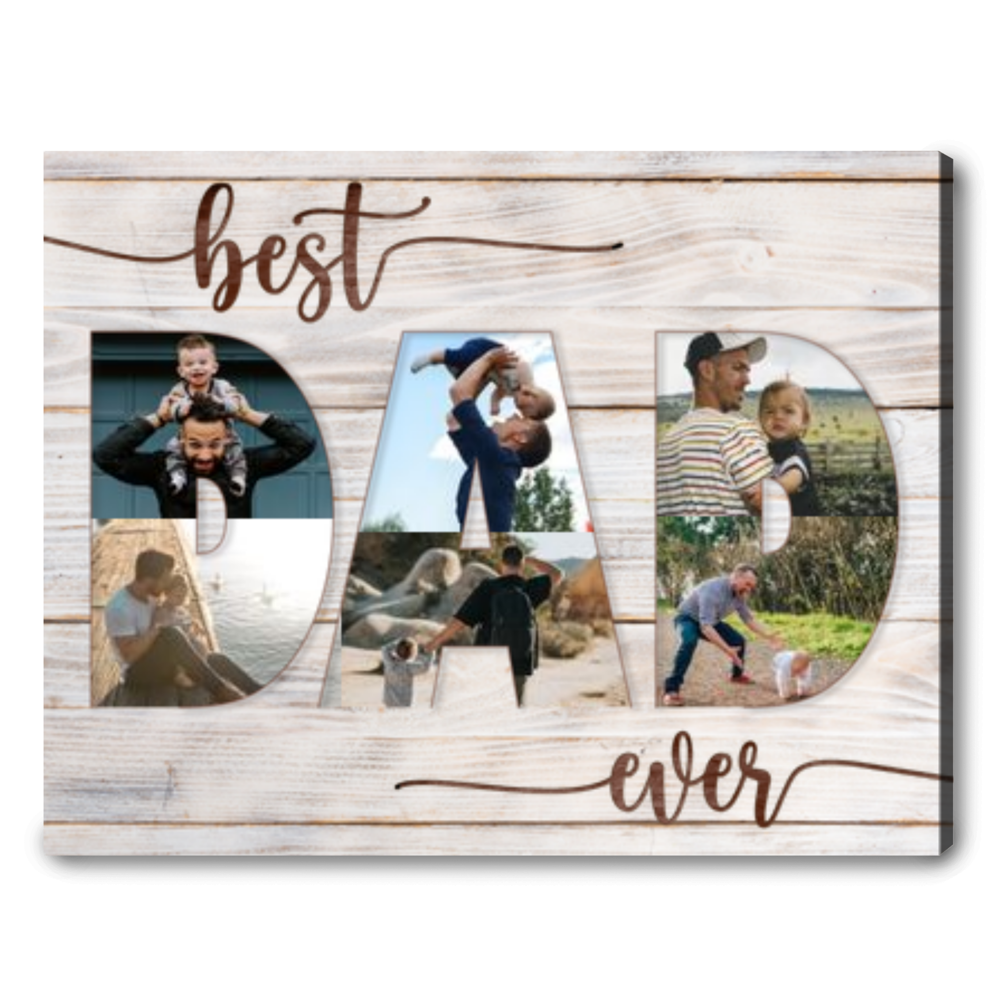 Best Dad Ever Personalized Picture Canvas Customized Gifts for Grandfather for Birthday 01