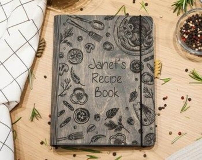 Wooden recipe book: unique birthday gift for mom