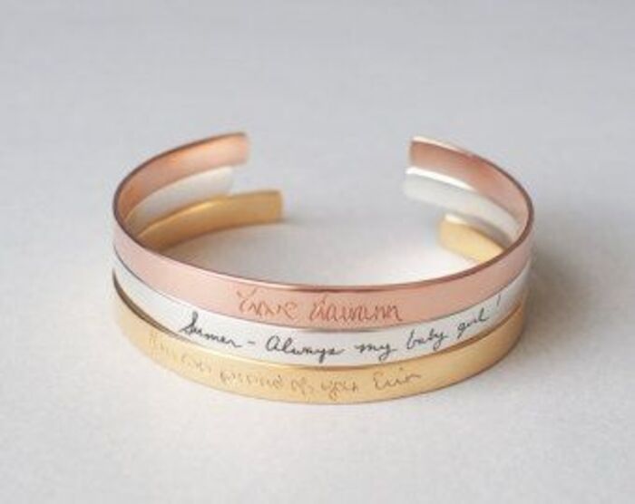 Handwriting cuff bracelet: heartfelt mom birthday gift