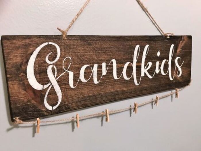 Wooden grandkids sign: lovely homemade retirement gifts