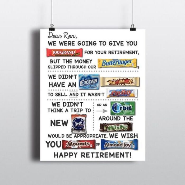 Candy retiring poster: cool DIY present for retiree