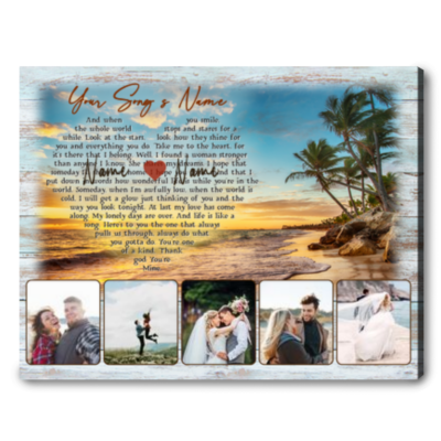 custom song lyrics beach theme wedding anniversary canvas print 01
