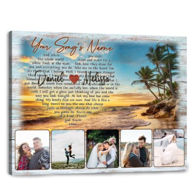 custom song lyrics beach theme wedding anniversary canvas print 03